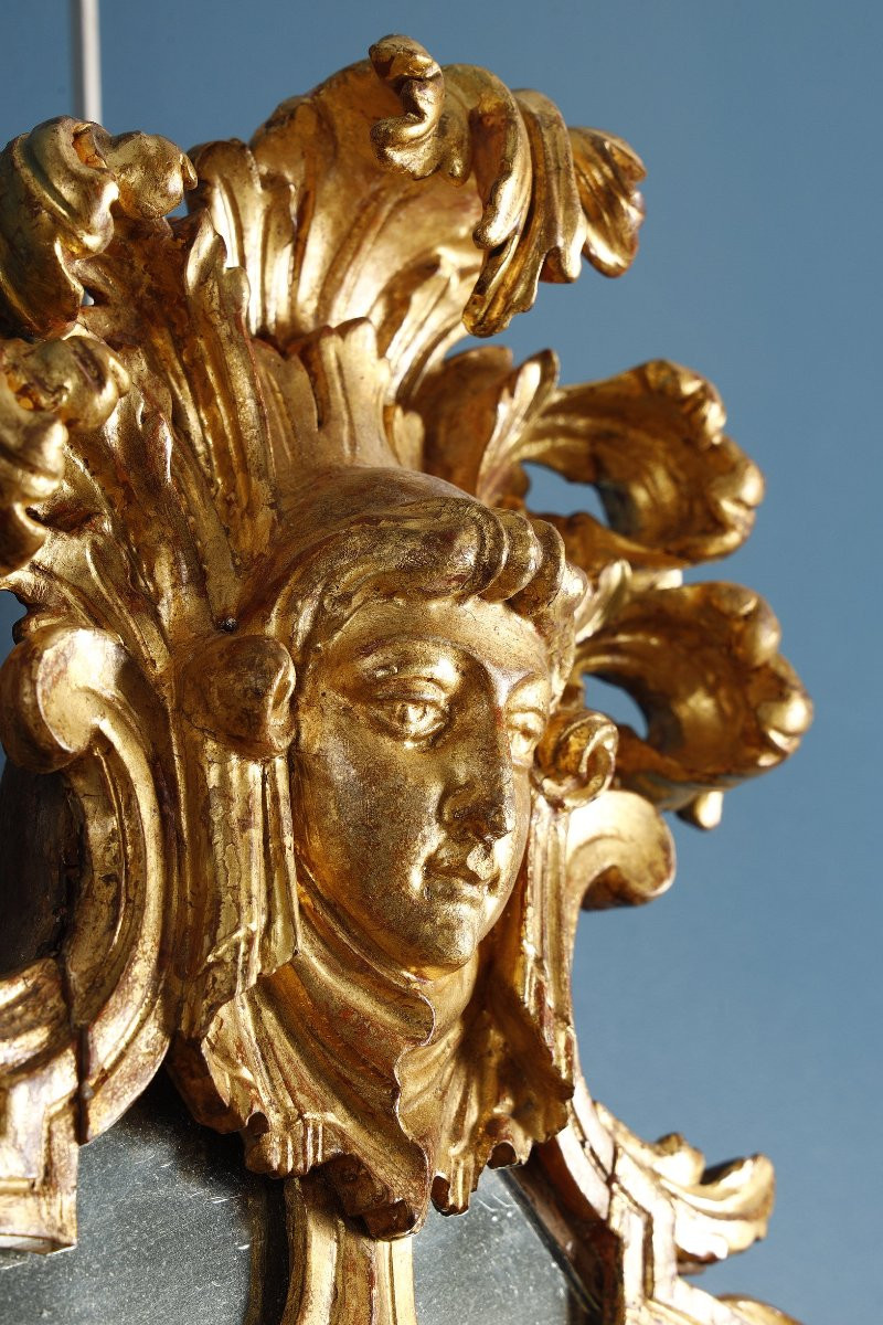 Pair Of Mirrors With Gilded Wood, Northern Italy, 18th Century-photo-8