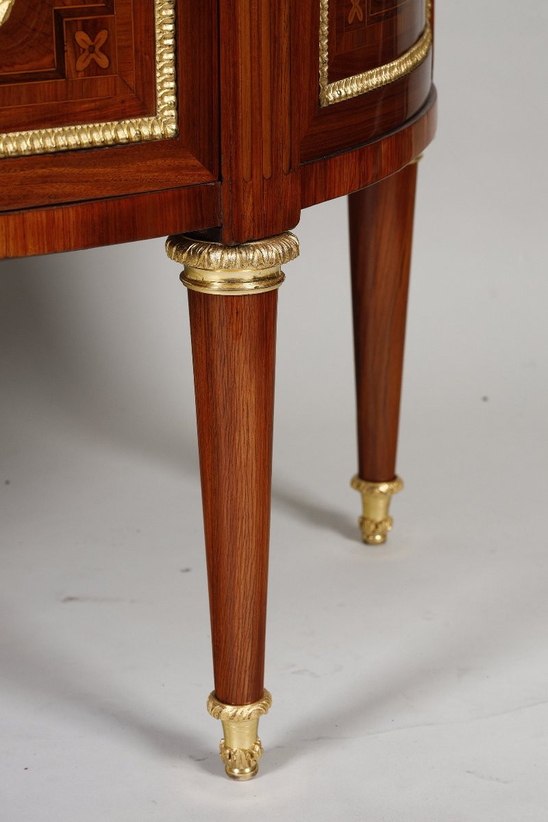 Paire de commodes demi lune d'époque Louis XVI estampillée de Fidelys SCHEY-photo-3