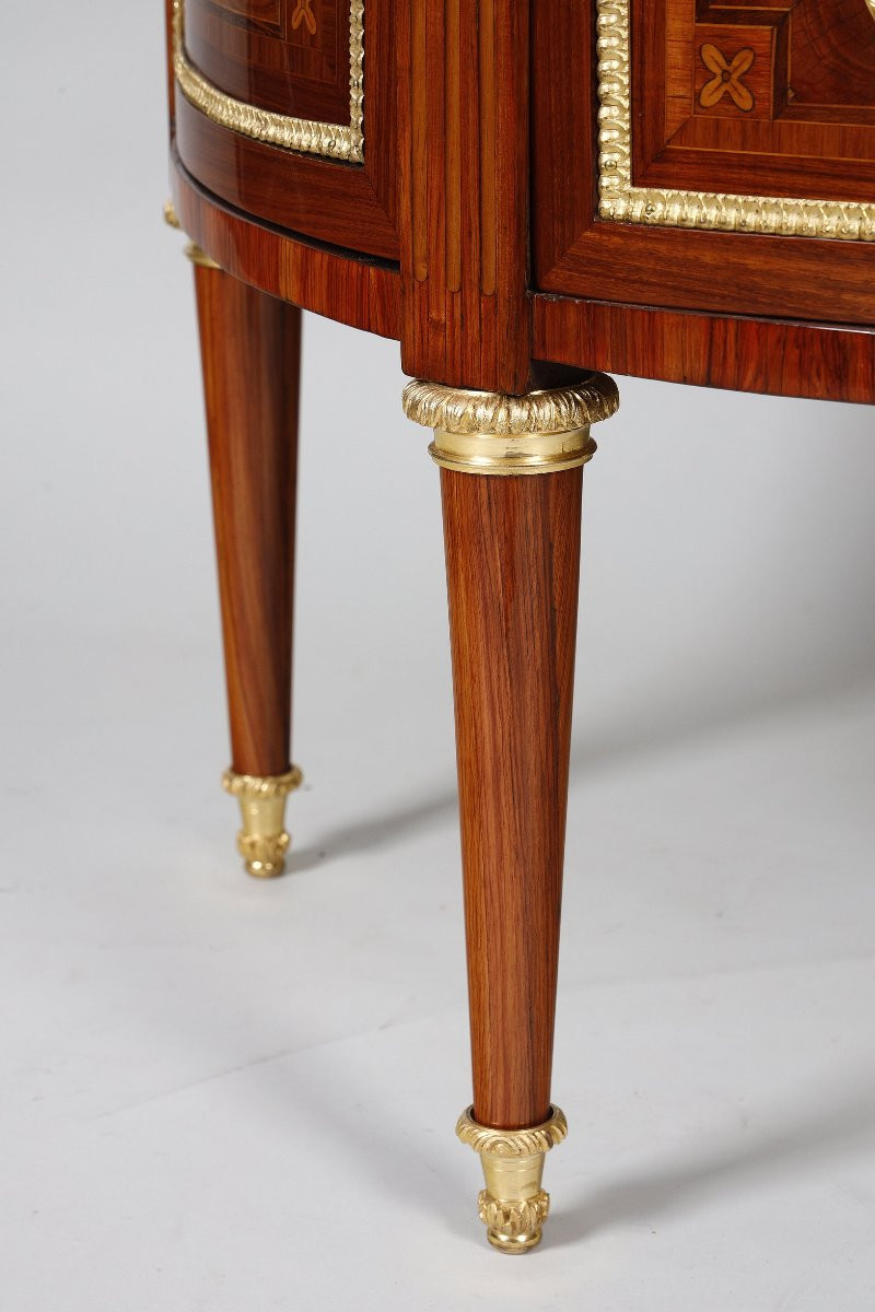 Paire de commodes demi lune d'époque Louis XVI estampillée de Fidelys SCHEY-photo-4