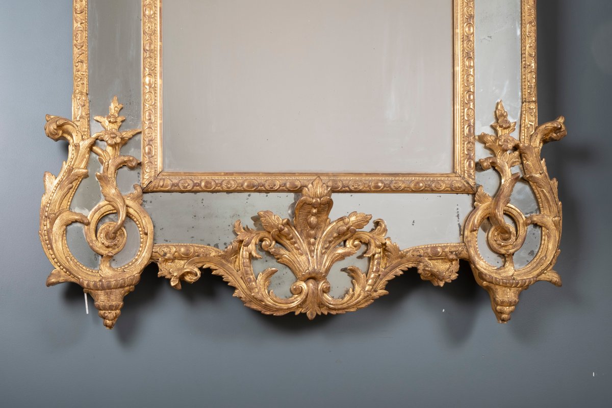 Large Mirror With Side Panels, From The Regency Period -photo-3