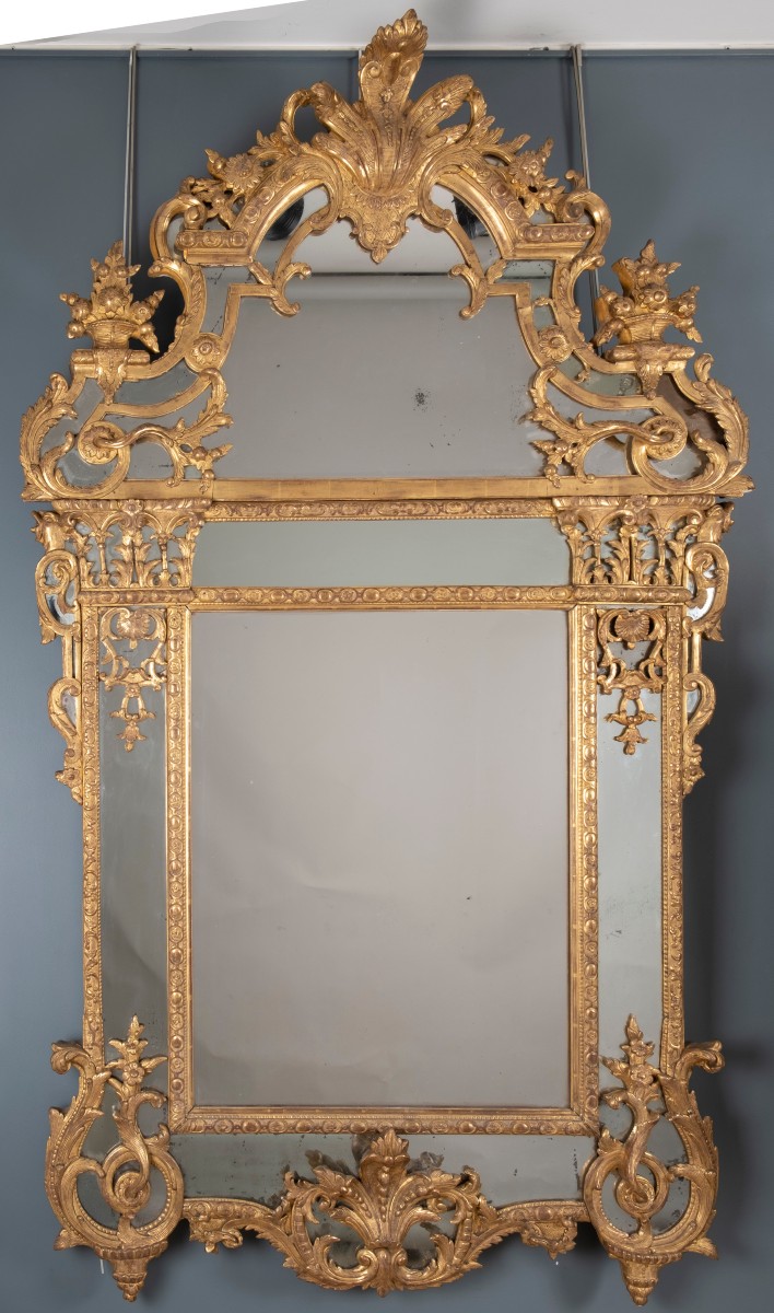 Large Mirror With Side Panels, From The Regency Period 