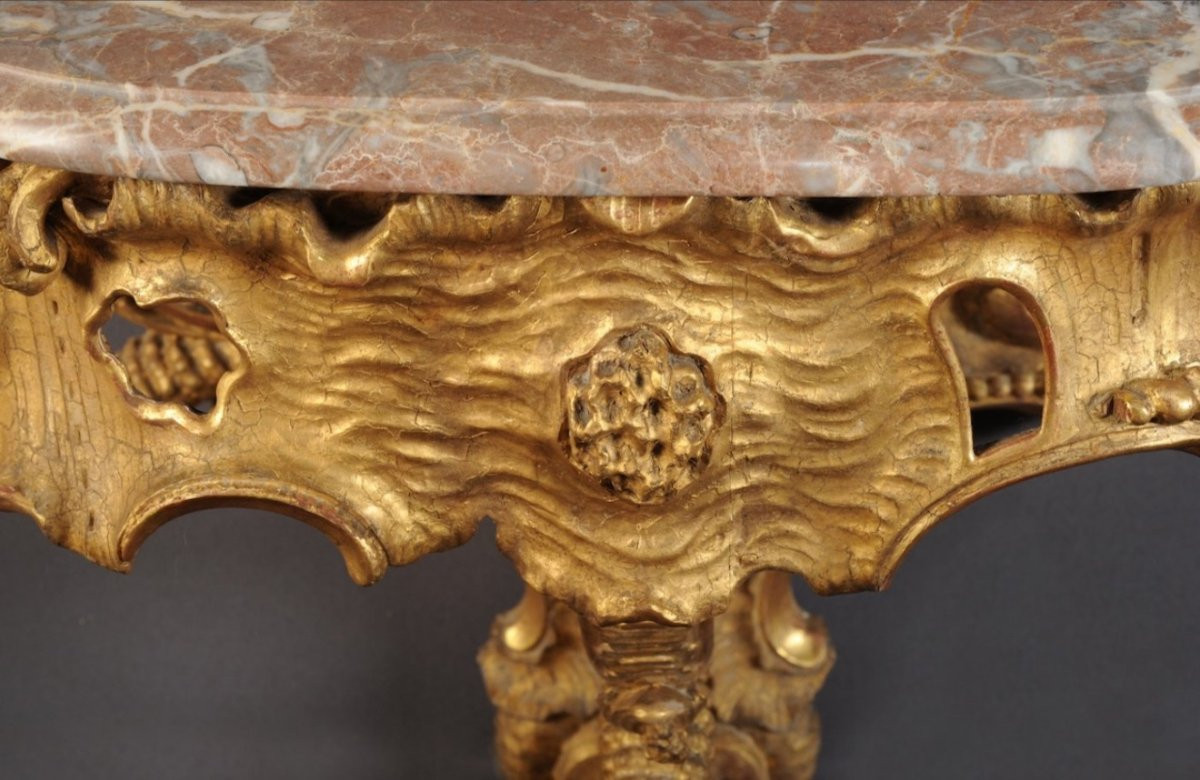 Grande paire de consoles en bois doré-photo-2