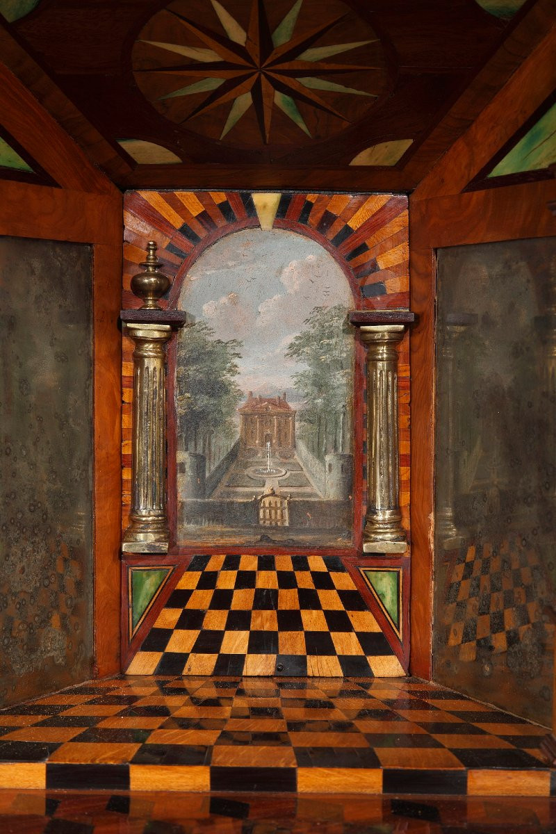 Large And Rare Cabinet With Theater And Trompe l'Oeil, 17th Century. Attributed To Thomas Hache -photo-2