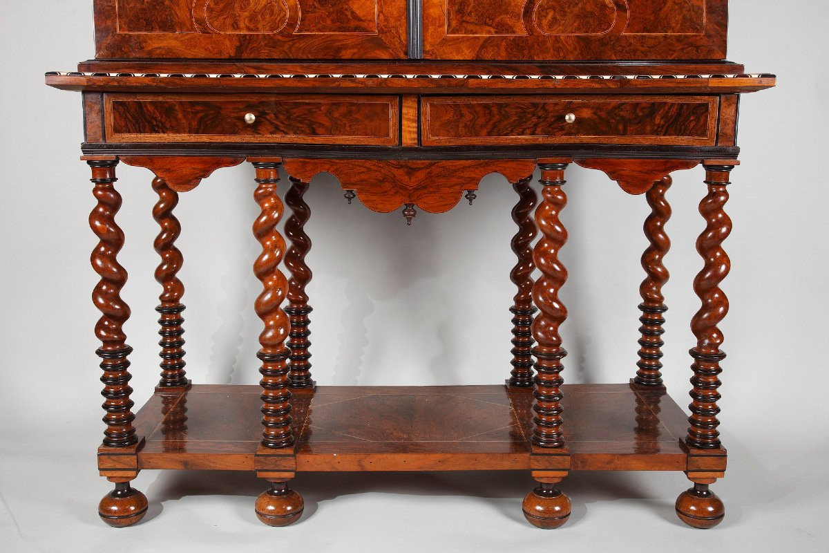 Large And Rare Cabinet With Theater And Trompe l'Oeil, 17th Century. Attributed To Thomas Hache -photo-3