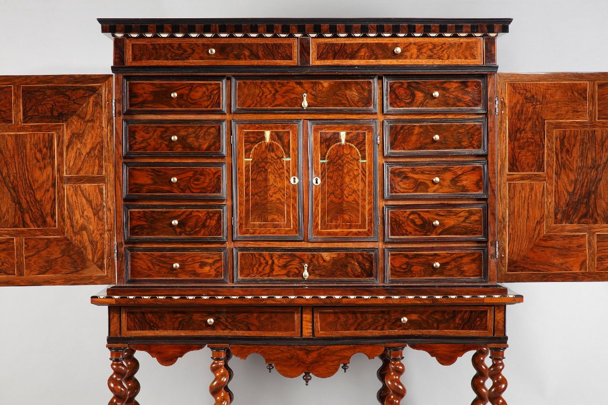 Large And Rare Cabinet With Theater And Trompe l'Oeil, 17th Century. Attributed To Thomas Hache -photo-5