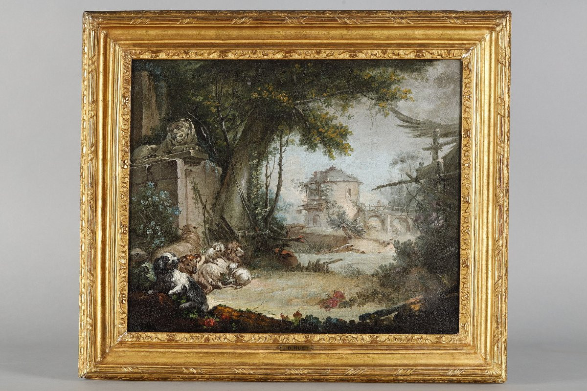 Paysage pastoral attribué à Jean Baptiste Huet-photo-1