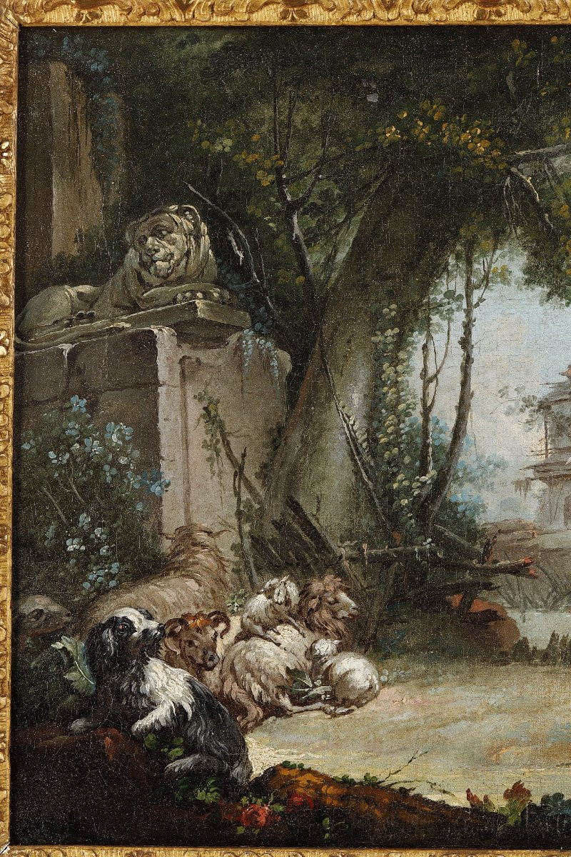 Paysage pastoral attribué à Jean Baptiste Huet-photo-3