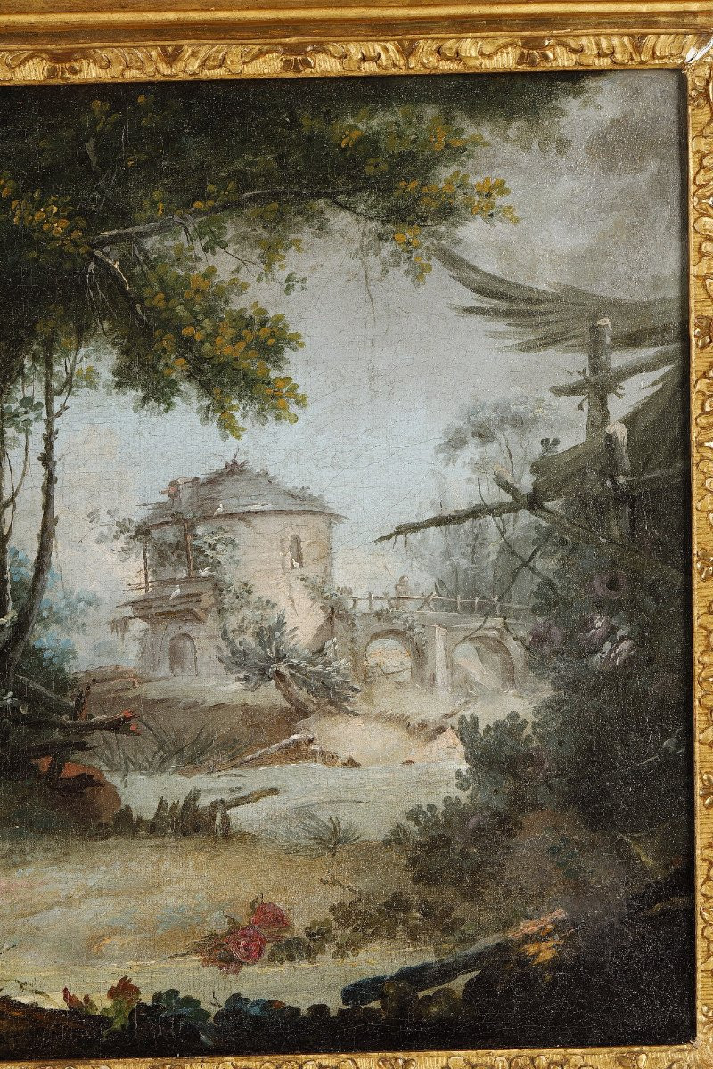 Paysage pastoral attribué à Jean Baptiste Huet-photo-4