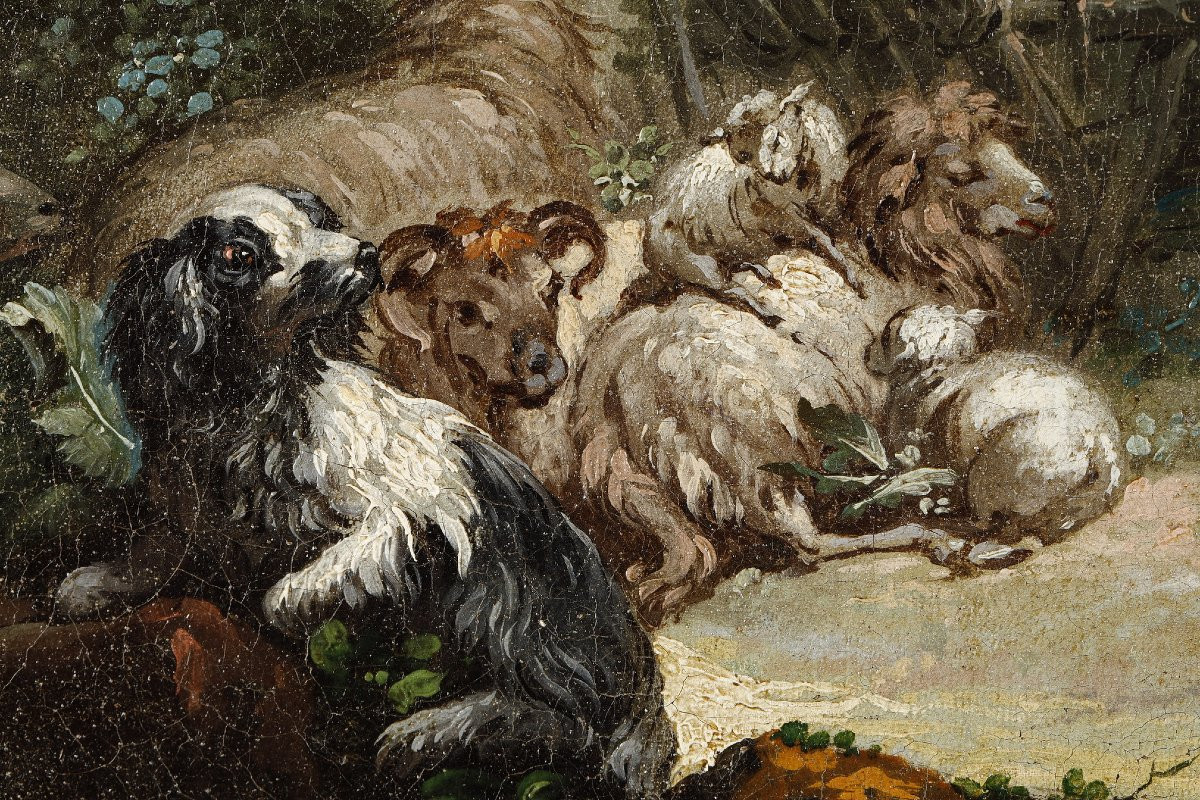 Paysage pastoral attribué à Jean Baptiste Huet-photo-6