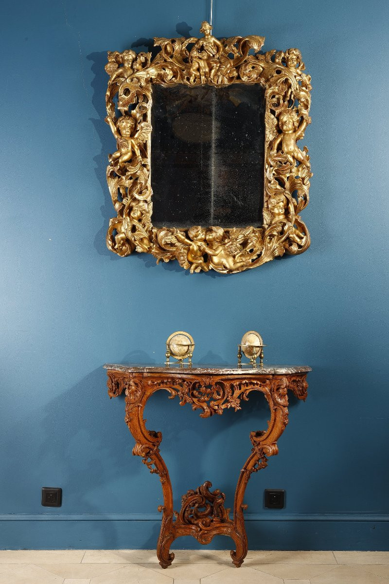 Louis XV Period Oak Wall Console-photo-8