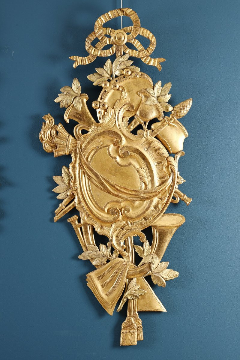 Pair Of Large 18th-century Giltwood Trophies-photo-3
