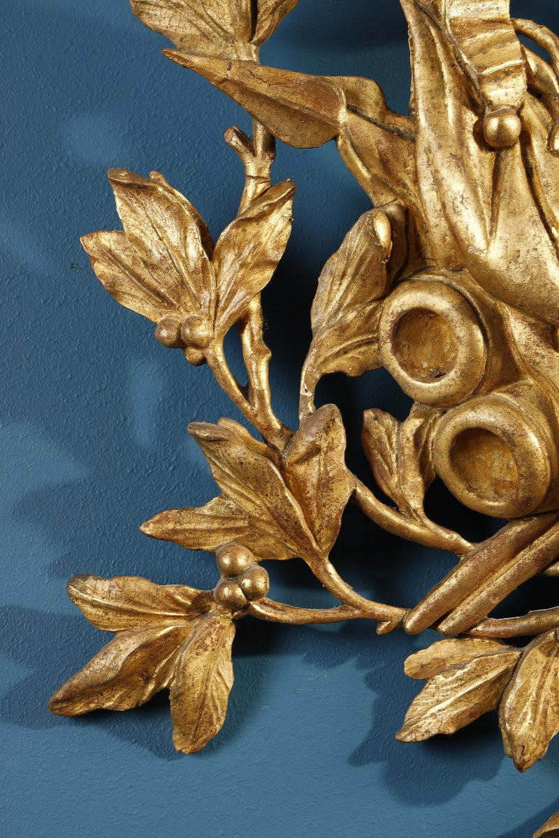 Attributs de la guerre en bois doré, XVIIIe siècle-photo-4