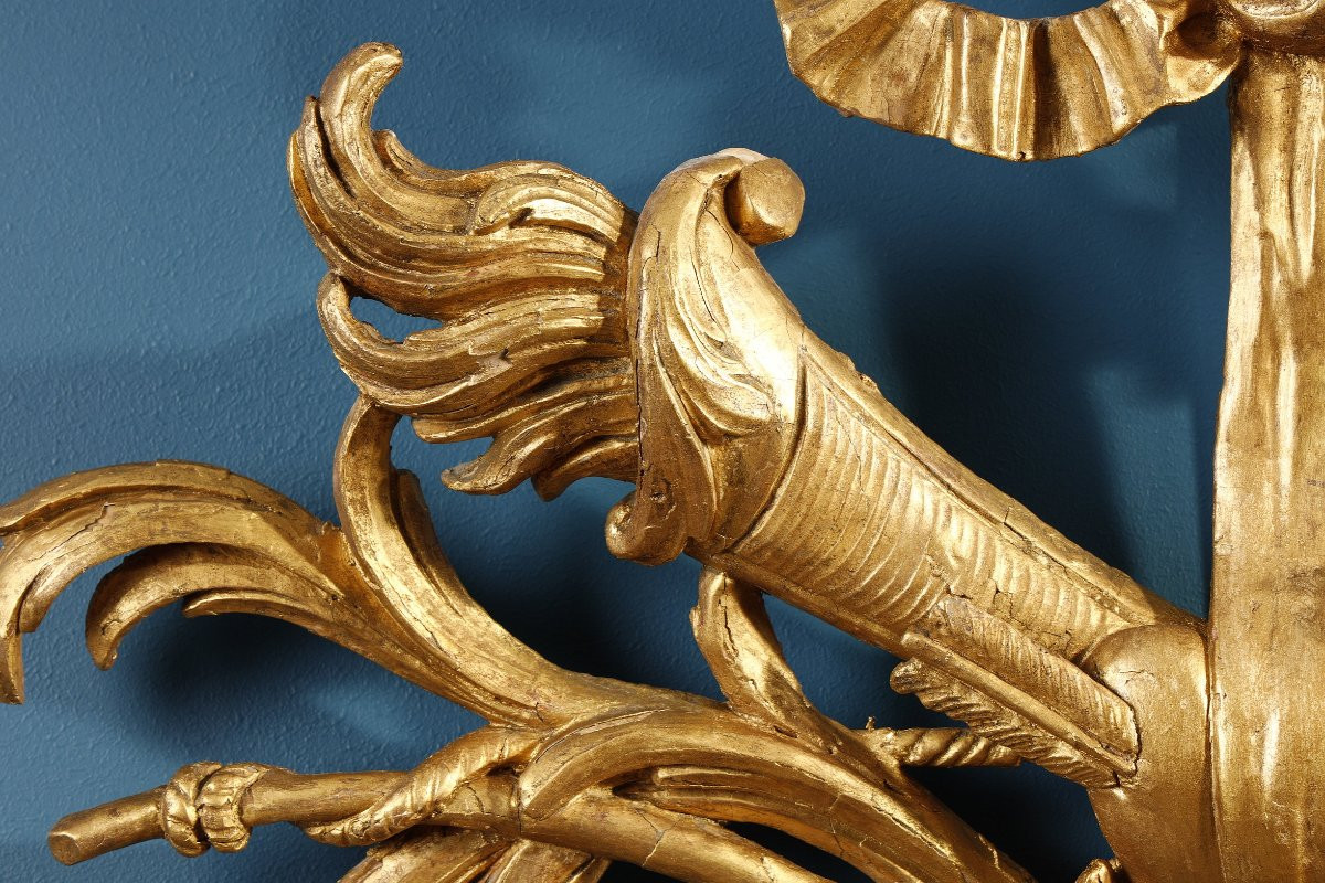 Gilded Wooden Hunting Attributes, 18th Century-photo-4