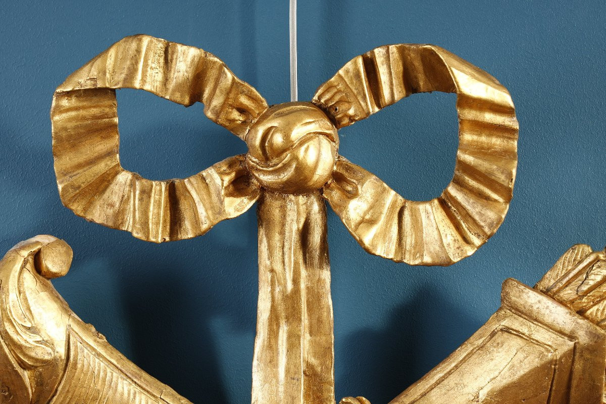 Gilded Wooden Hunting Attributes, 18th Century-photo-3