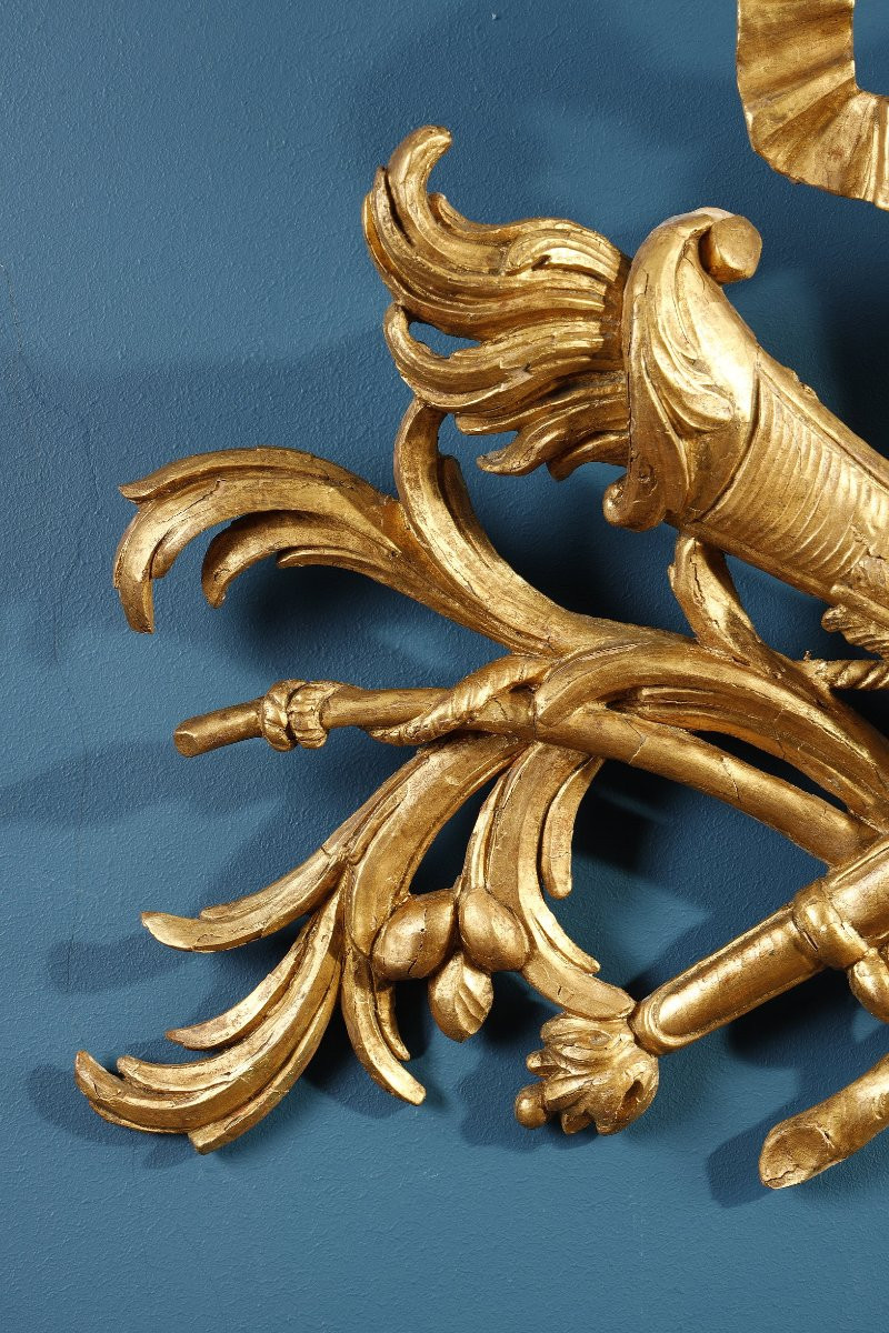 Gilded Wooden Hunting Attributes, 18th Century-photo-5