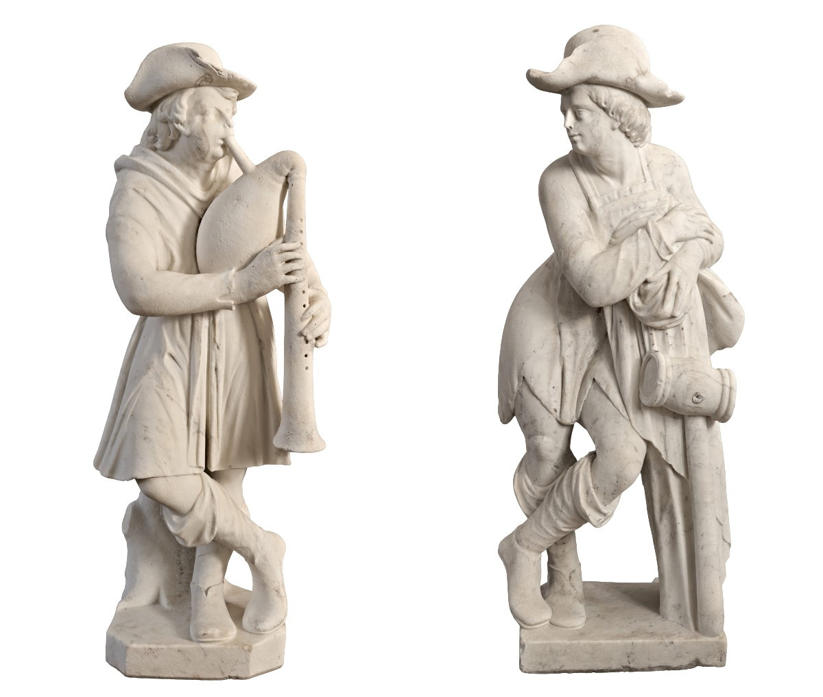 Pair Of 18th-century Marble Garden Figures, After Models By Giambologna (1529-1608)