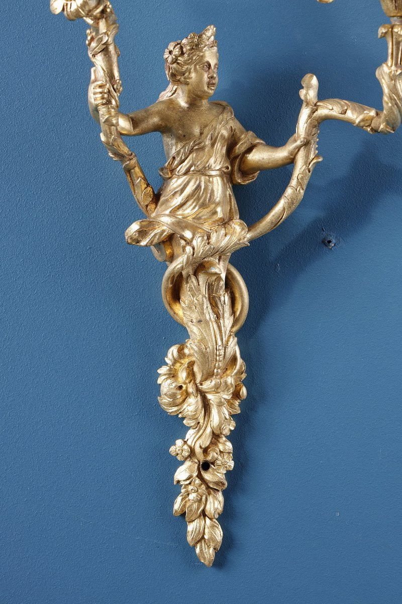 Importante paire d’appliques Régence attribuée à Charles Cressent-photo-4