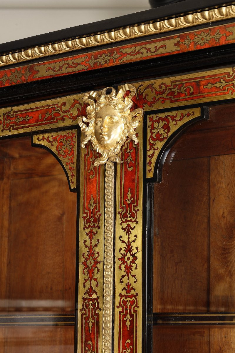Large Boulle Marquetry Bookcase, Louis XIV Period, Attributed To Nicolas Sageot-photo-2