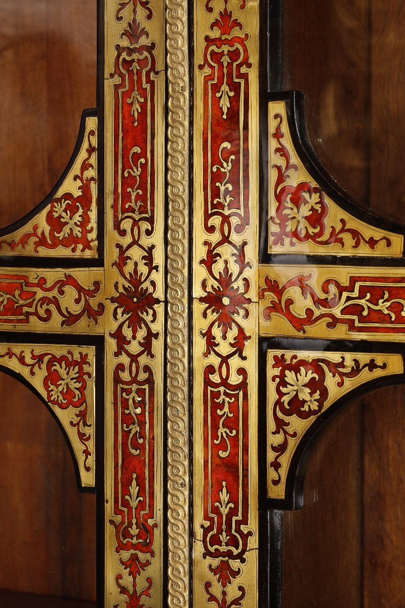 Large Boulle Marquetry Bookcase, Louis XIV Period, Attributed To Nicolas Sageot-photo-3