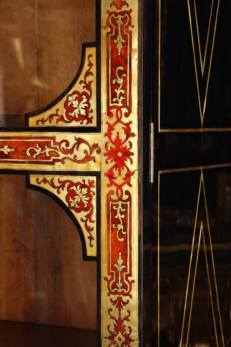 Large Boulle Marquetry Bookcase, Louis XIV Period, Attributed To Nicolas Sageot-photo-1