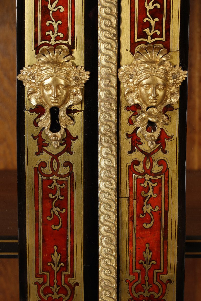 Large Boulle Marquetry Bookcase, Louis XIV Period, Attributed To Nicolas Sageot-photo-4
