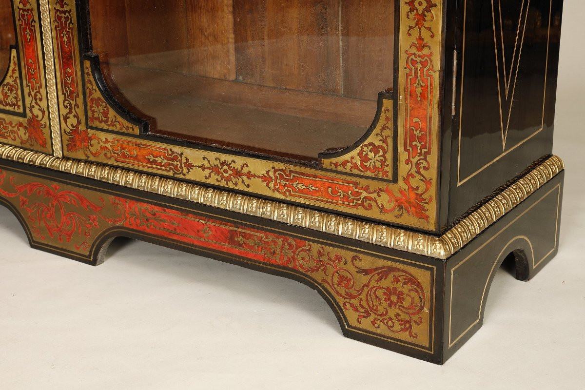 Large Boulle Marquetry Bookcase, Louis XIV Period, Attributed To Nicolas Sageot-photo-5