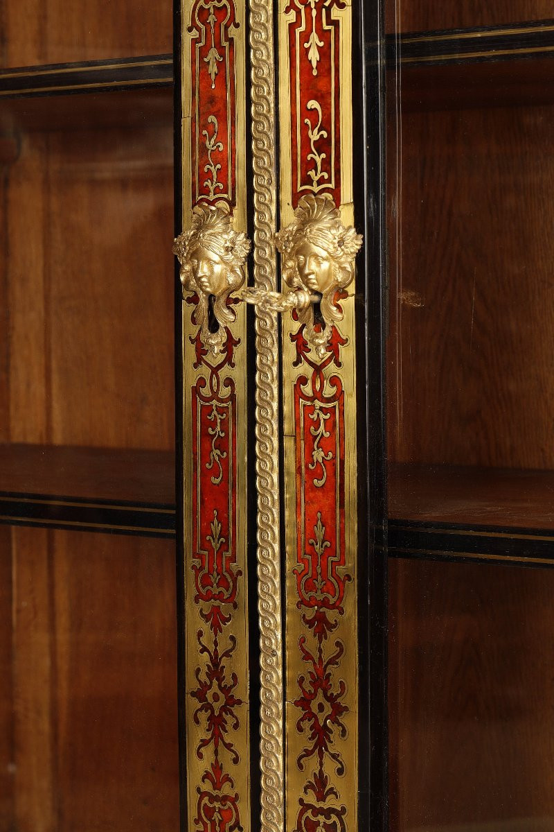 Large Boulle Marquetry Bookcase, Louis XIV Period, Attributed To Nicolas Sageot-photo-6