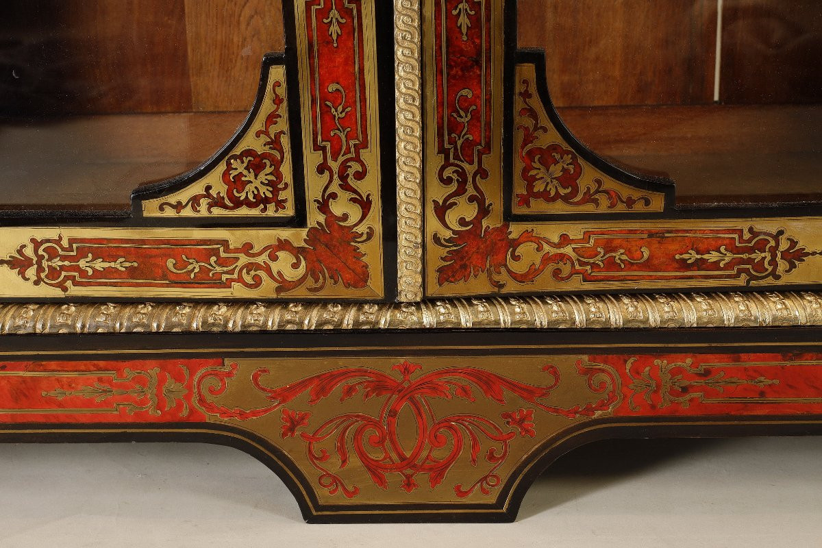 Large Boulle Marquetry Bookcase, Louis XIV Period, Attributed To Nicolas Sageot-photo-7