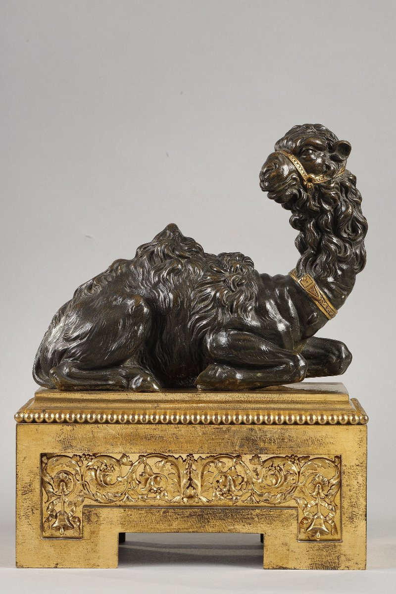 Pair Of Big Andirons With Dromedaries By Pierre Gouthiere Louis XVI Period-photo-2