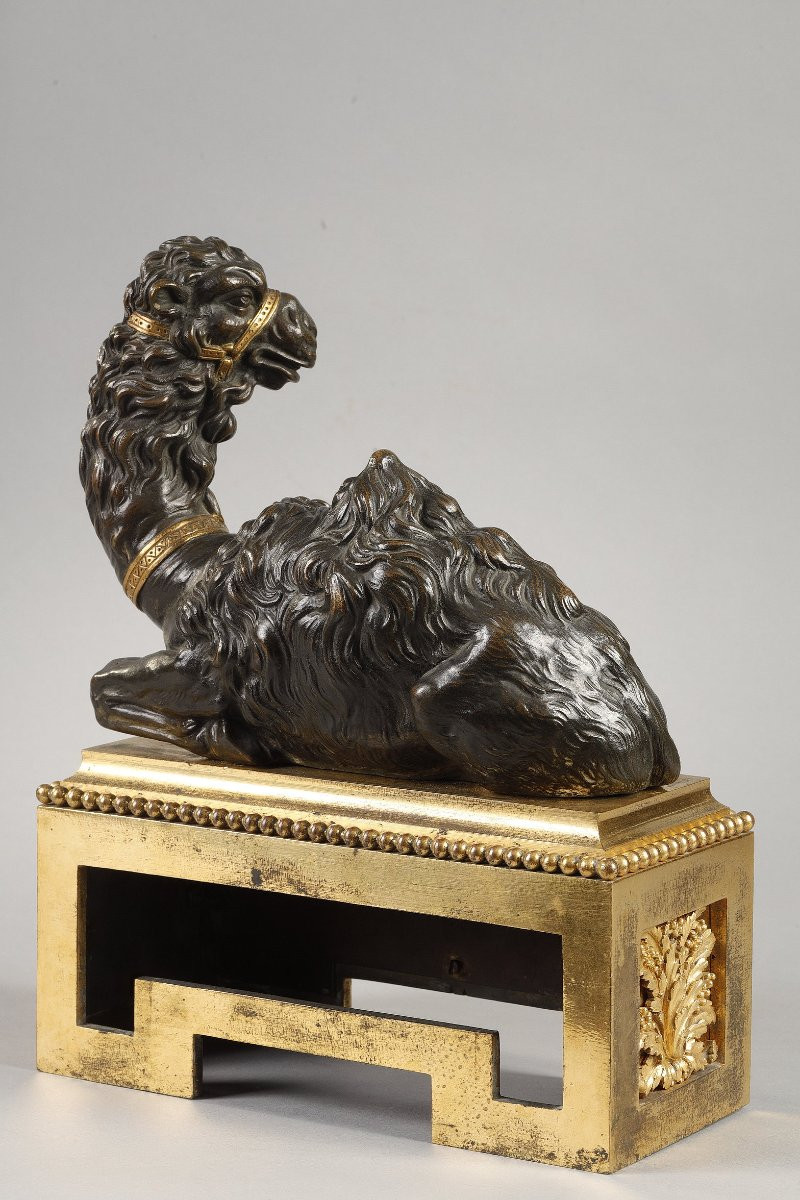 Pair Of Big Andirons With Dromedaries By Pierre Gouthiere Louis XVI Period-photo-8