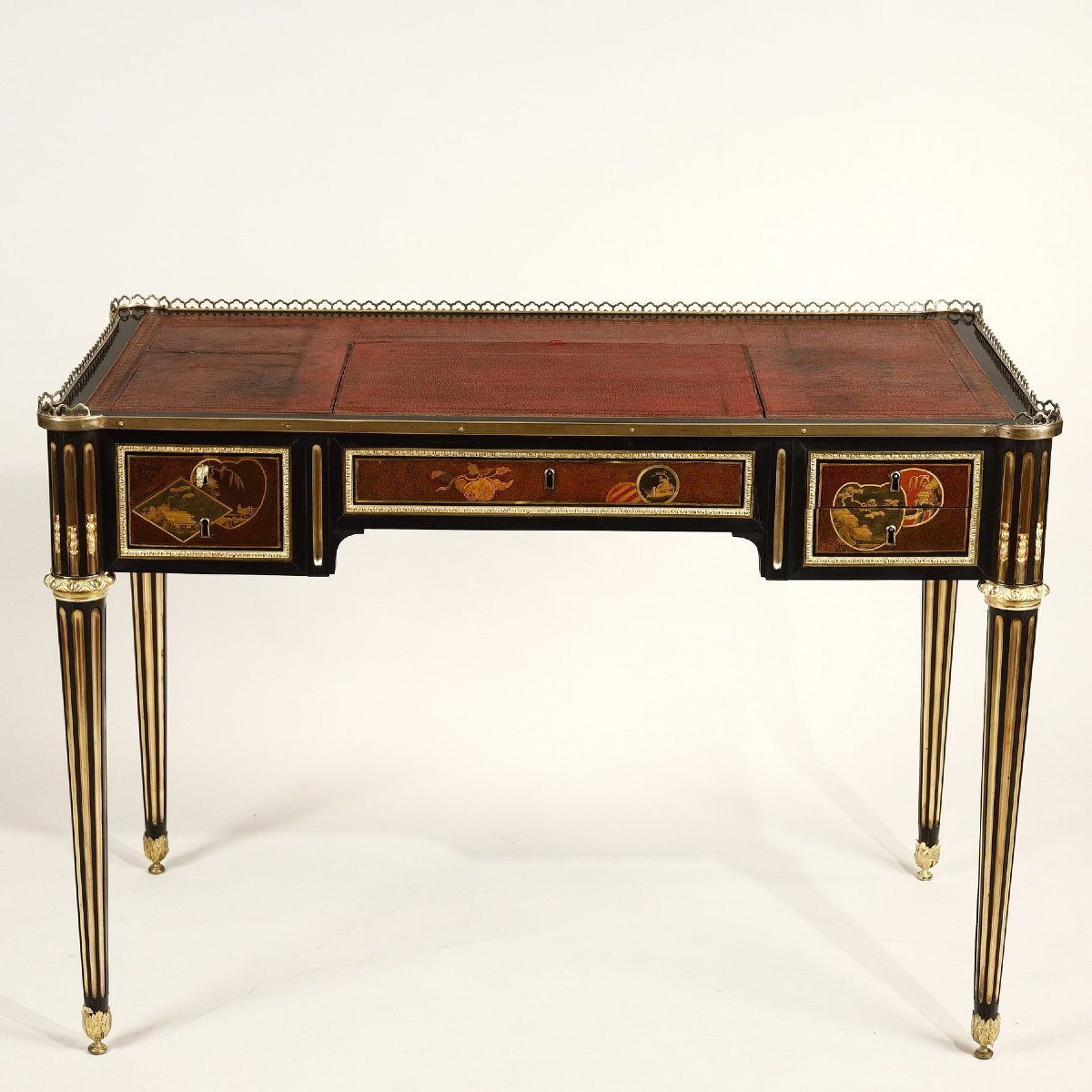 Rare Japanese Lacquer Flat Desk With Mechanism Stamped By Bury, Louis XVI Period-photo-1