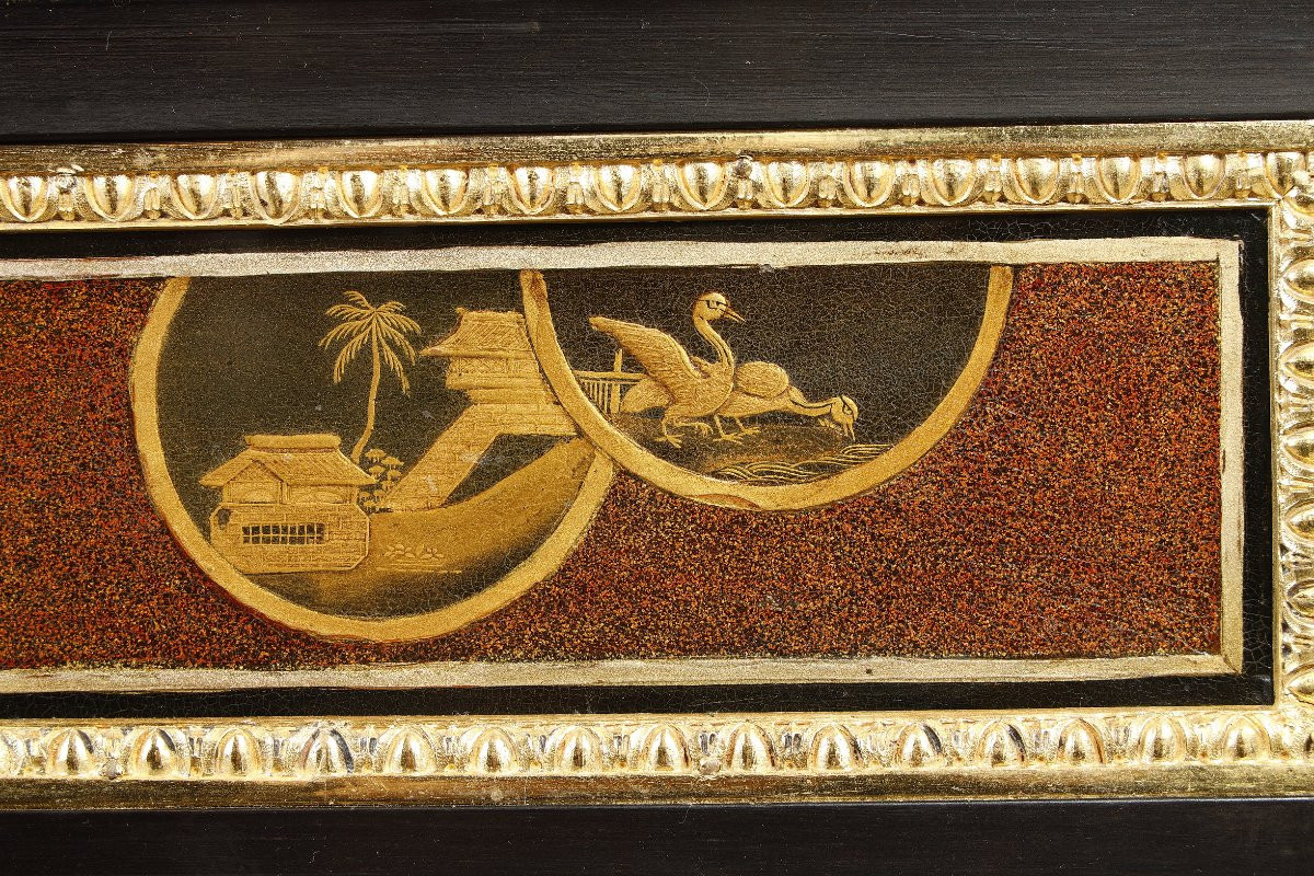 Rare Japanese Lacquer Flat Desk With Mechanism Stamped By Bury, Louis XVI Period-photo-7