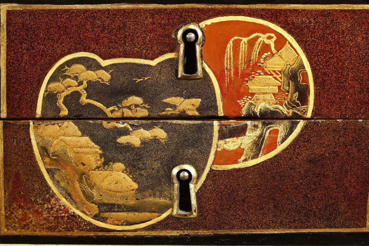 Rare Japanese Lacquer Flat Desk With Mechanism Stamped By Bury, Louis XVI Period-photo-8