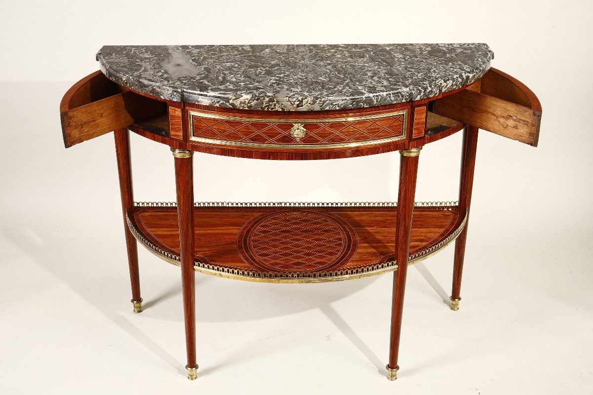 "demi Lune" Console Louis XVI Period Stamped By Lacroix-photo-2