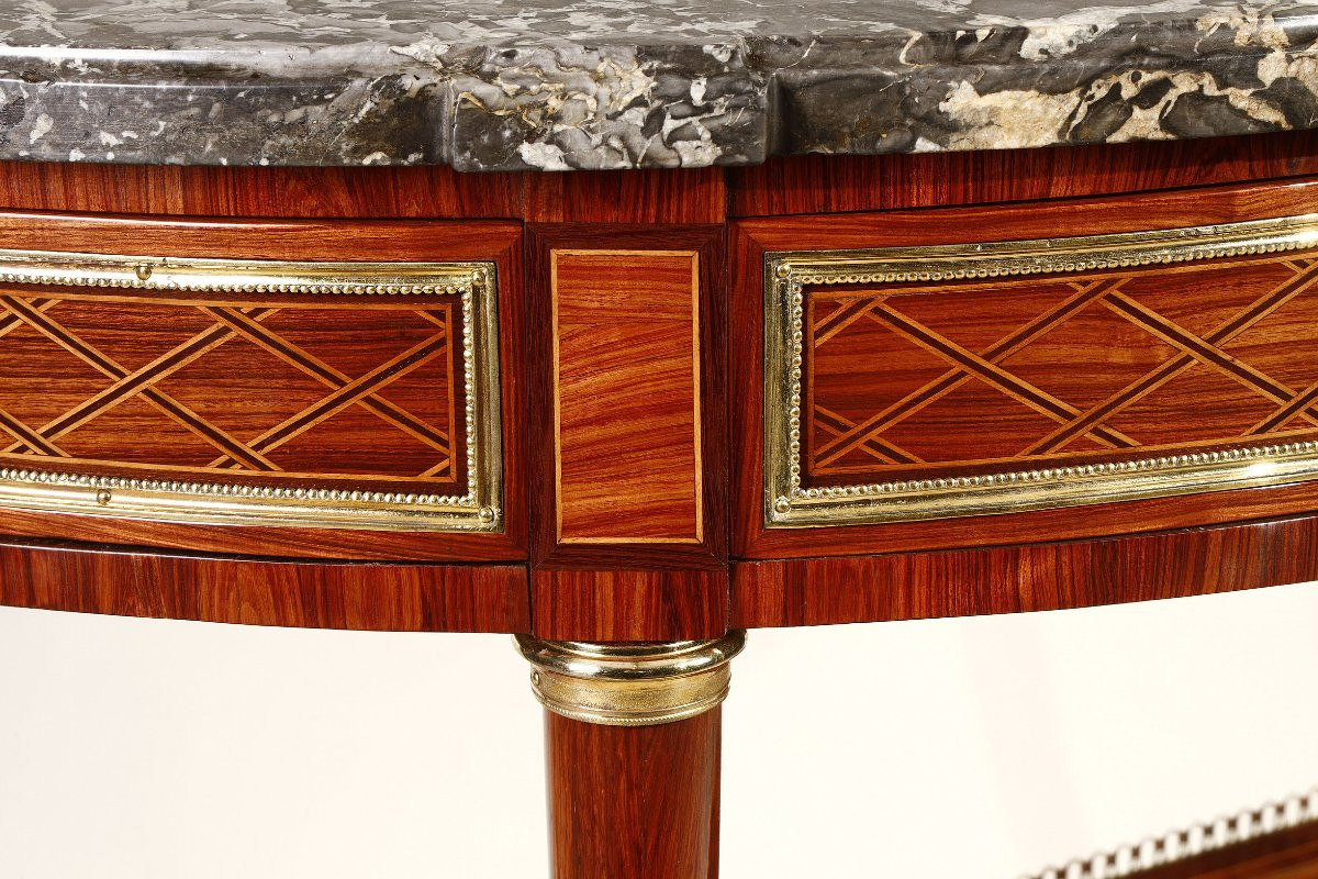 "demi Lune" Console Louis XVI Period Stamped By Lacroix-photo-3