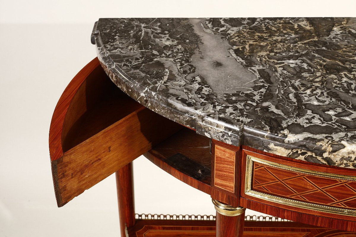 "demi Lune" Console Louis XVI Period Stamped By Lacroix-photo-4