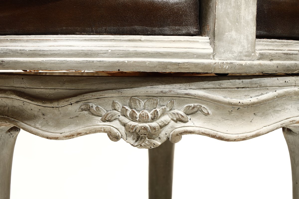Fauteuil de bureau d’époque Louis XV  à assise tournante-photo-4