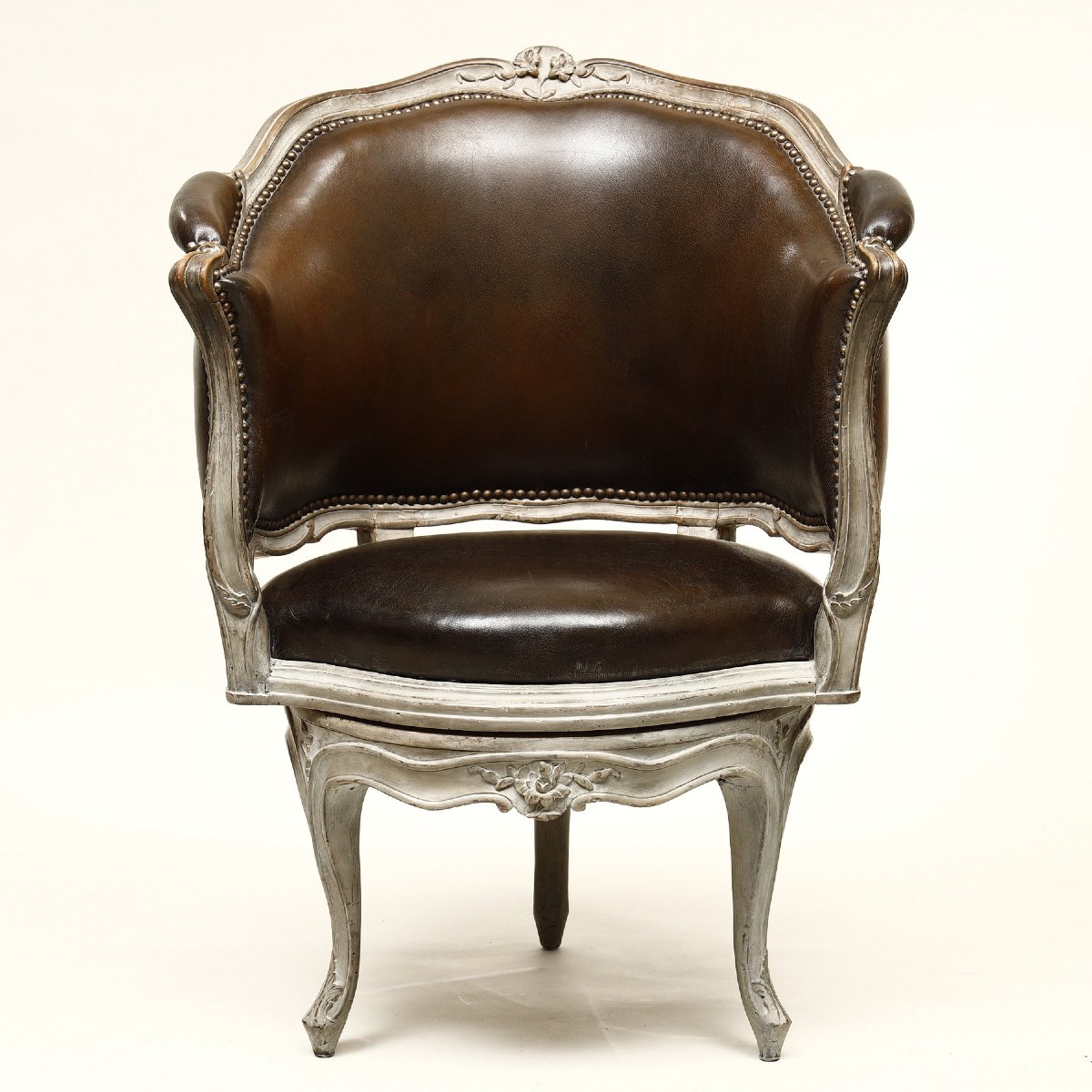 Fauteuil de bureau d’époque Louis XV  à assise tournante-photo-1