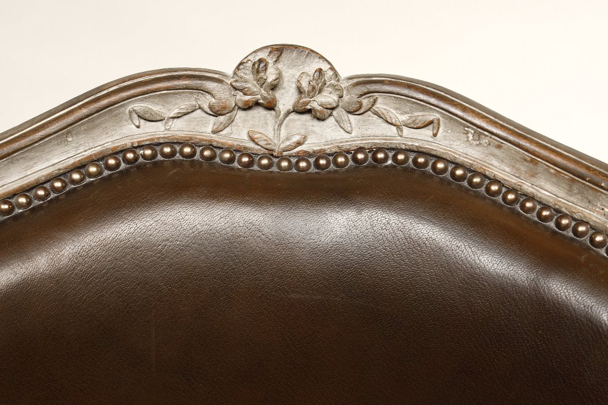 Fauteuil de bureau d’époque Louis XV  à assise tournante-photo-4