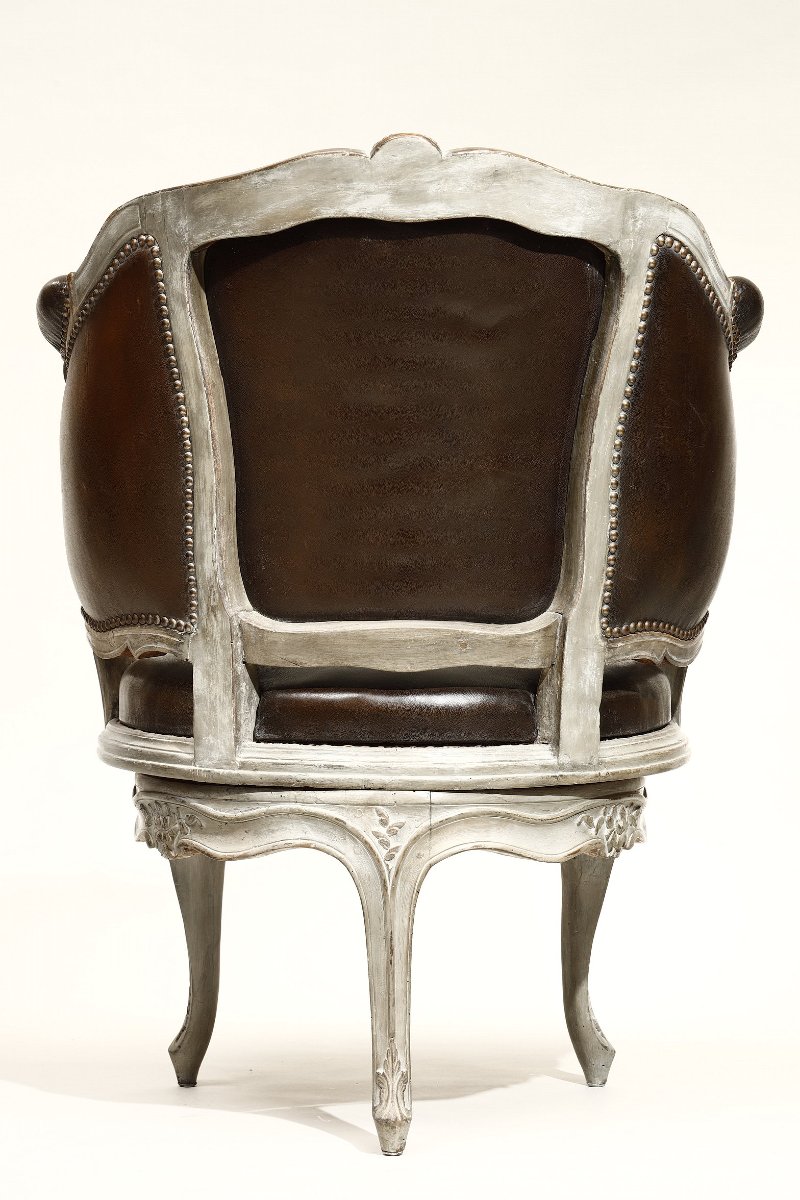Fauteuil de bureau d’époque Louis XV  à assise tournante-photo-5