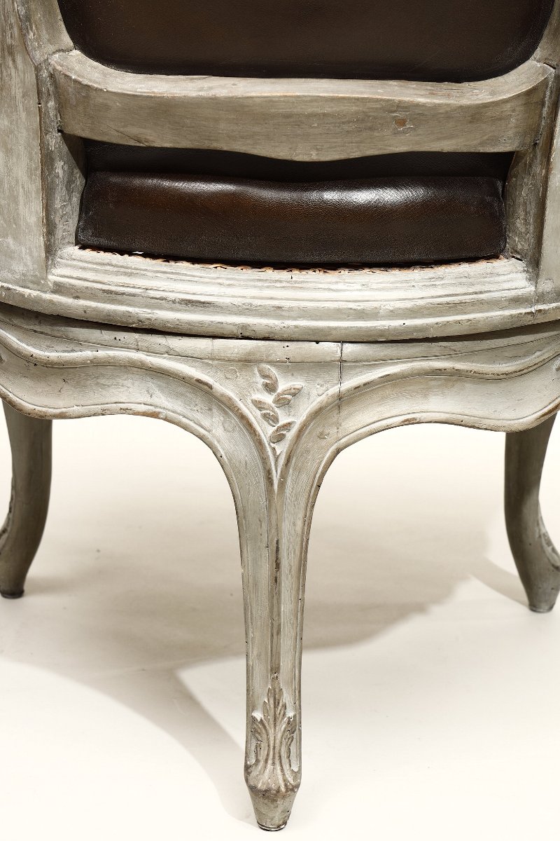 Fauteuil de bureau d’époque Louis XV  à assise tournante-photo-6