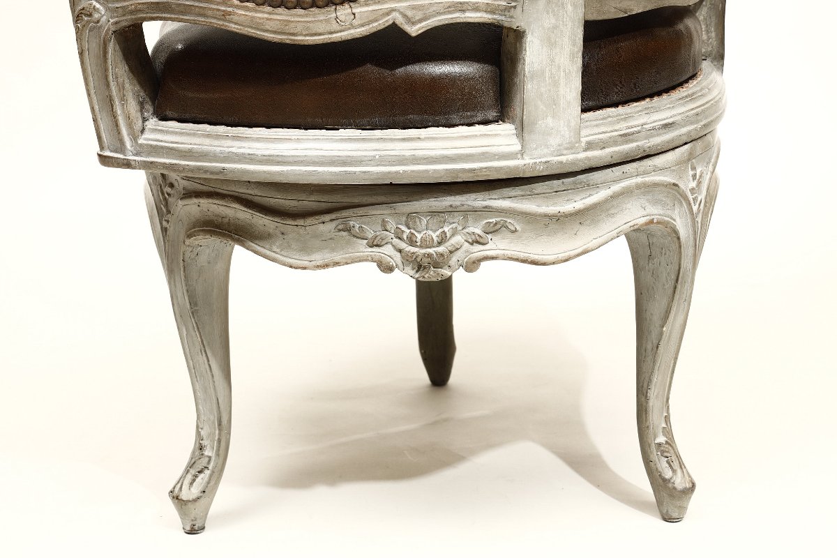 Fauteuil de bureau d’époque Louis XV  à assise tournante-photo-8