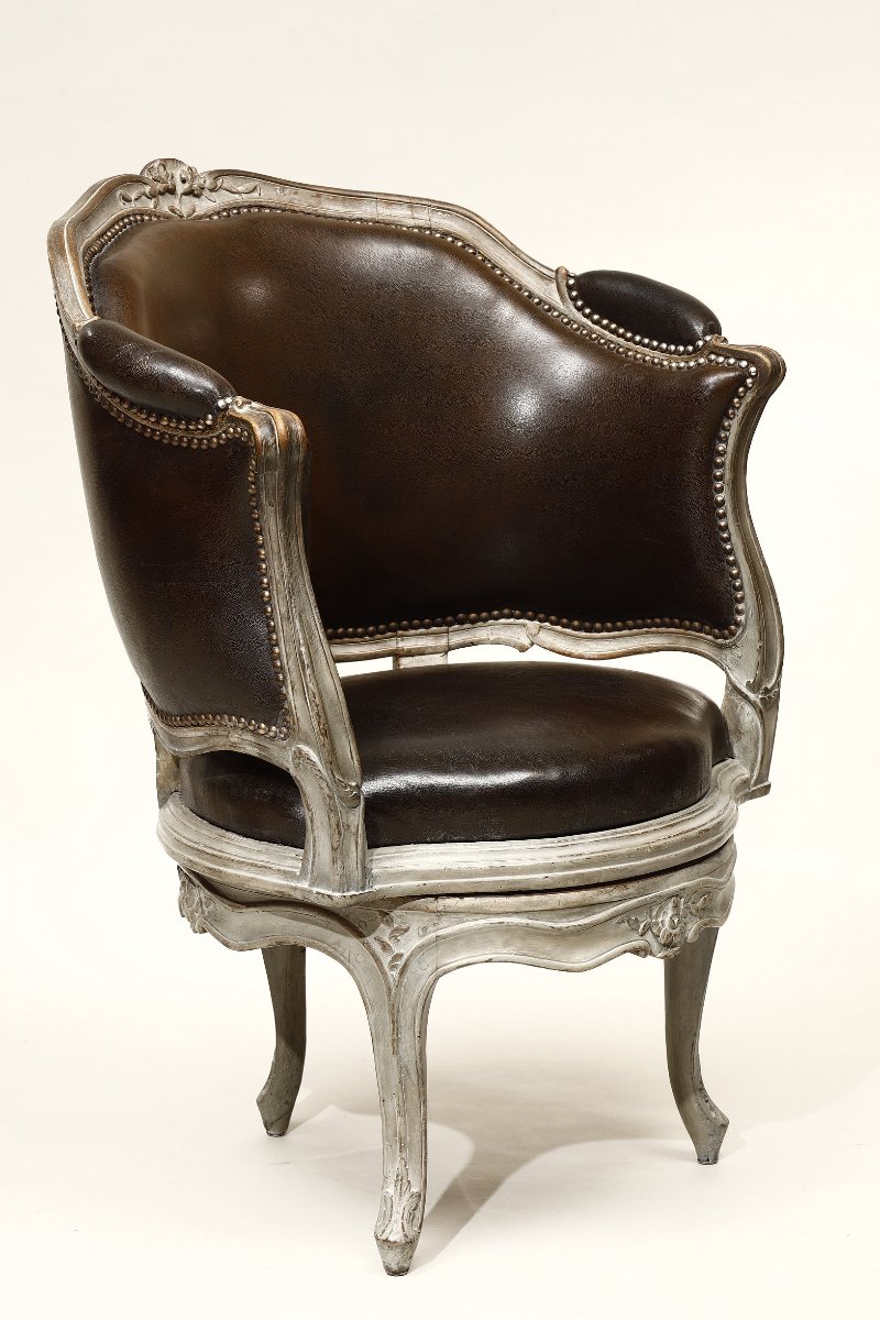 Fauteuil de bureau d’époque Louis XV  à assise tournante