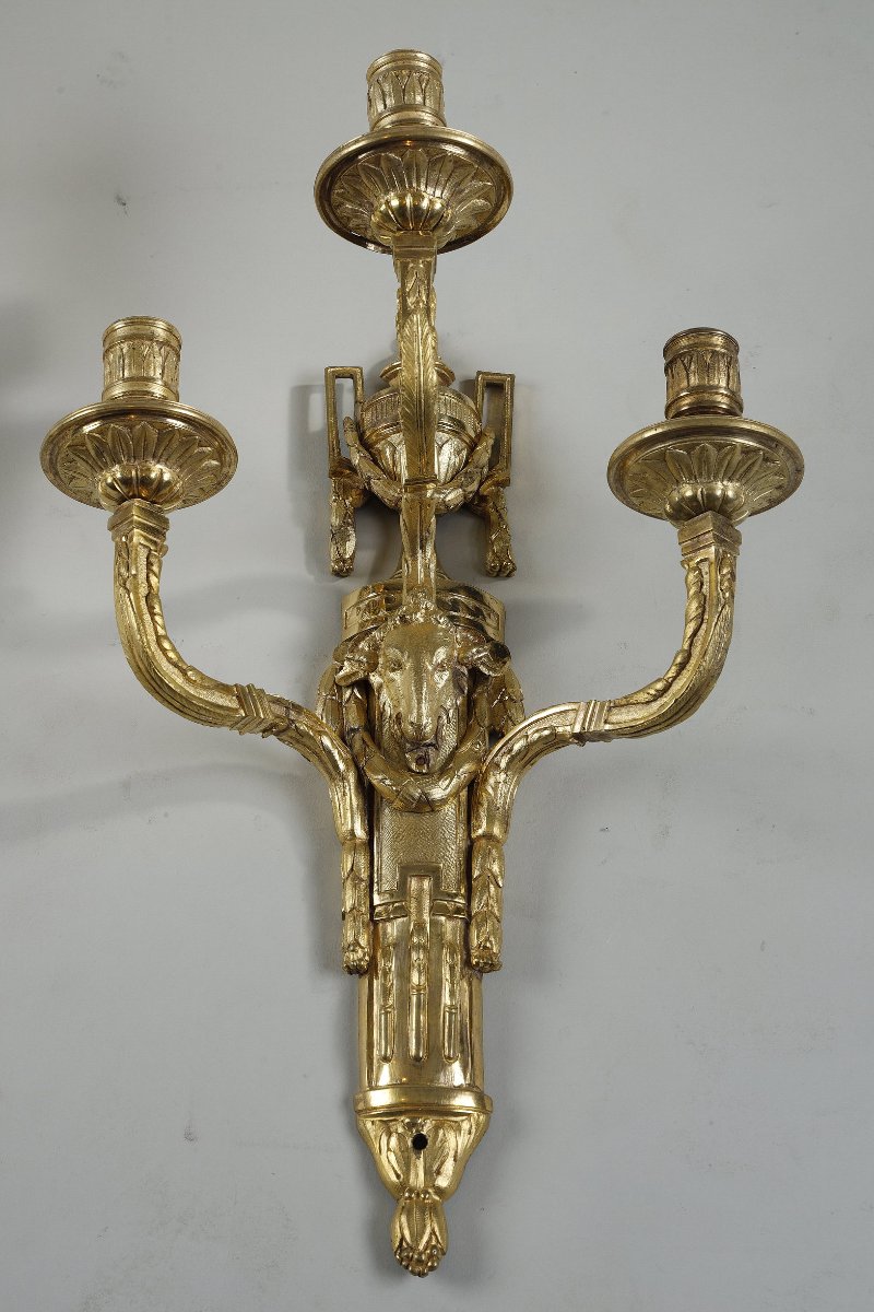 Important Pair Of Louis XVI Gilt-bronze Wall Lights-photo-4