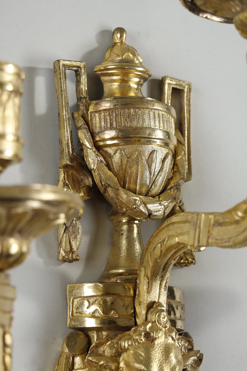 Important Pair Of Louis XVI Gilt-bronze Wall Lights-photo-5