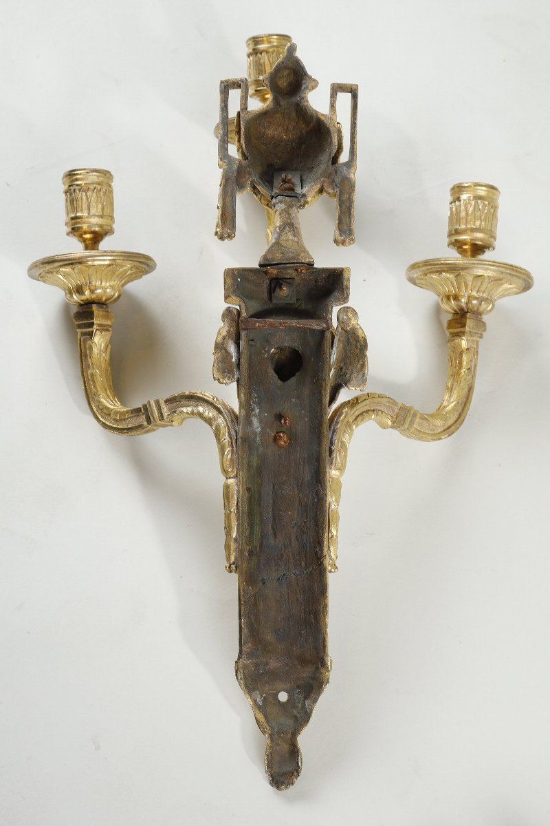 Important Pair Of Louis XVI Gilt-bronze Wall Lights-photo-7