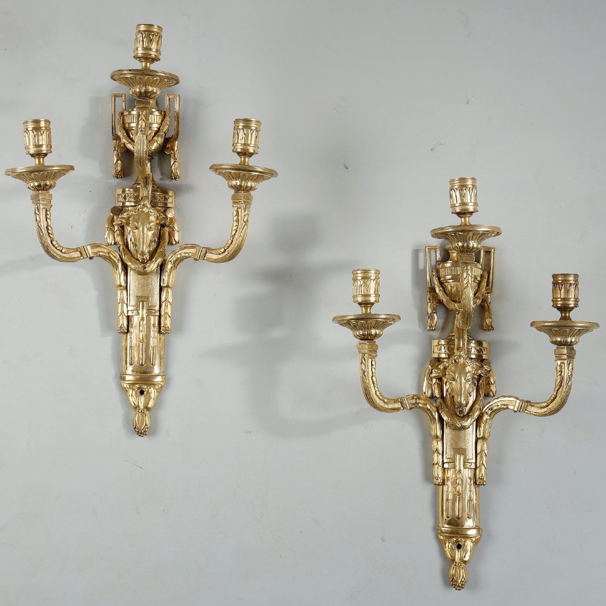 Important Pair Of Louis XVI Gilt-bronze Wall Lights