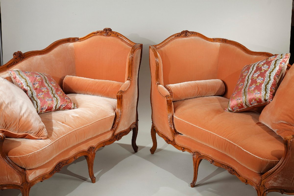 Rare Pair Of "veilleuse" Sofas Attributed To Louis Delanois-photo-3