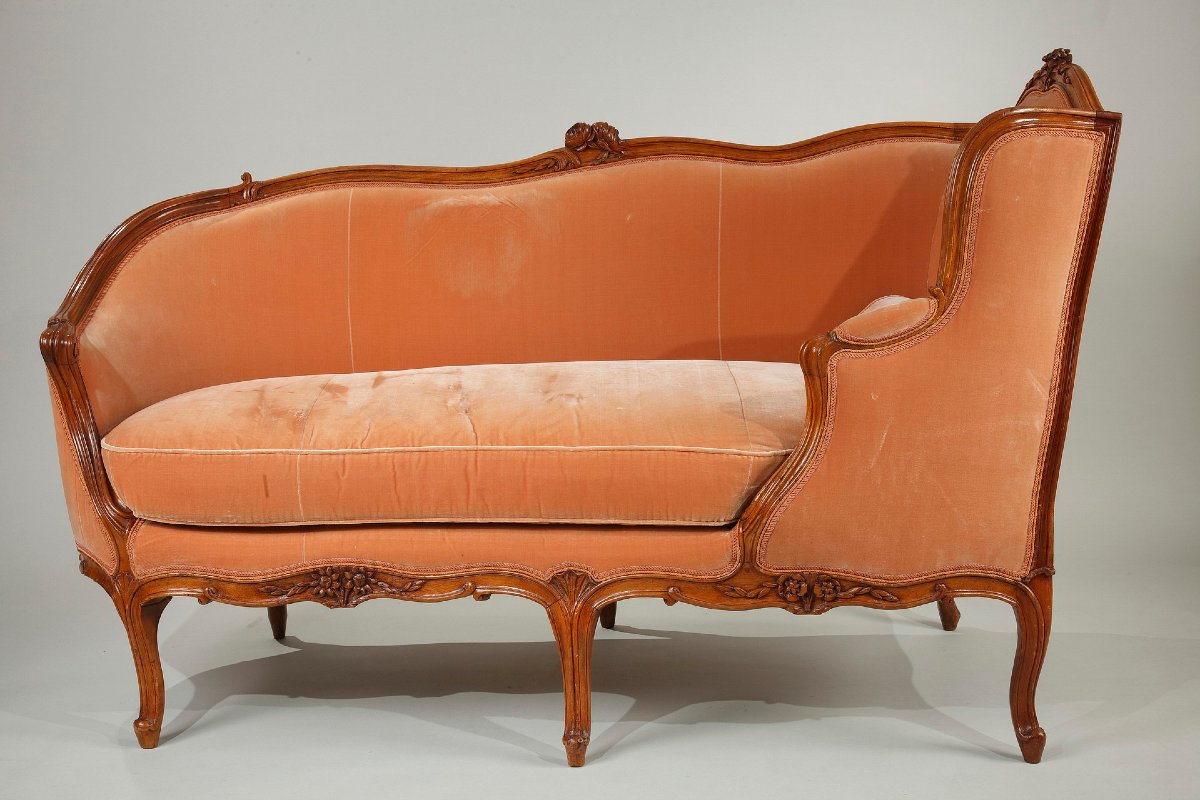 Rare Pair Of "veilleuse" Sofas Attributed To Louis Delanois-photo-4