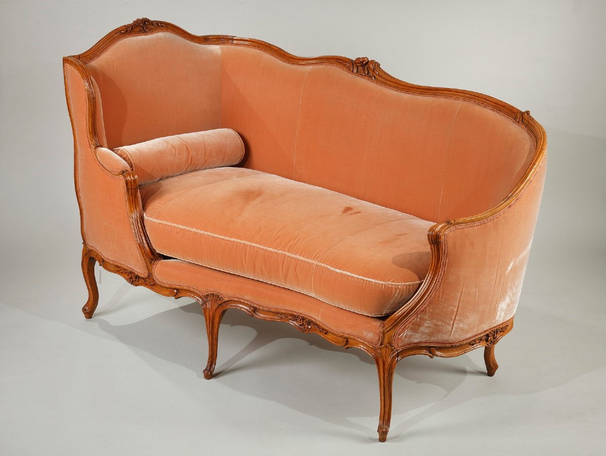Rare Pair Of "veilleuse" Sofas Attributed To Louis Delanois-photo-7